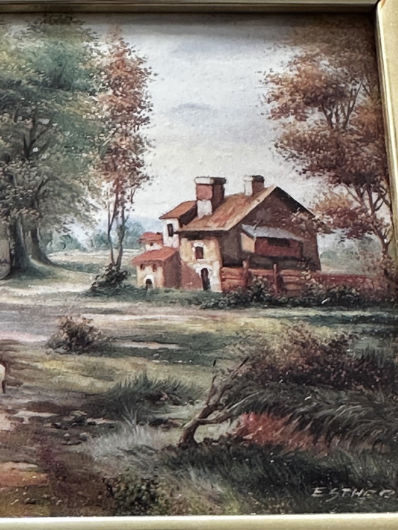 Image 1 of Miniatur-Emaillemalerei auf Metall, signiert Esther