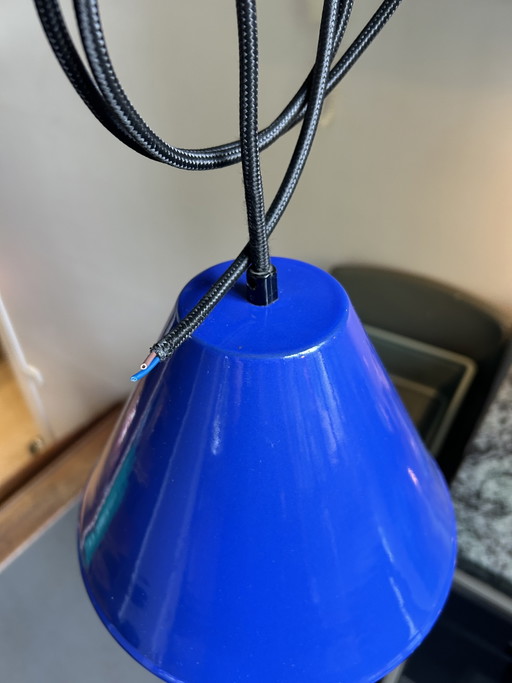 Vintage Blue Metal/Enamel Pendant Lamp – hanglampen, Textile (photo 2 of 5)