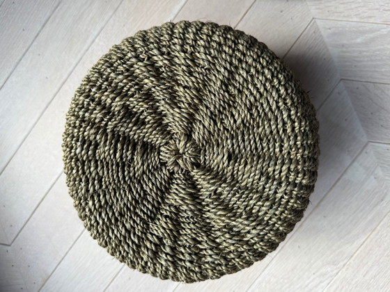 Image 1 of 2 paniers à plantes robustes en sisal tressé, vert mousse