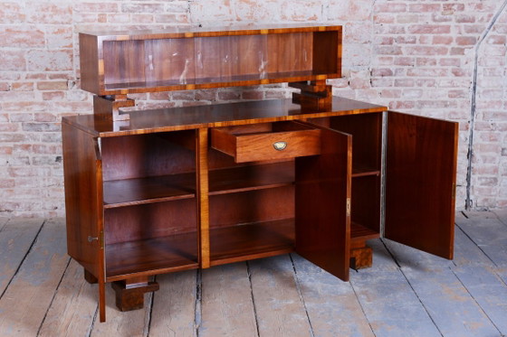 Gerestaureerd art-deco dressoir, walnoothout, glas, herleefde Poolse afwerking, Tsjechisch, jaren 1920 (photo 12 of 14)