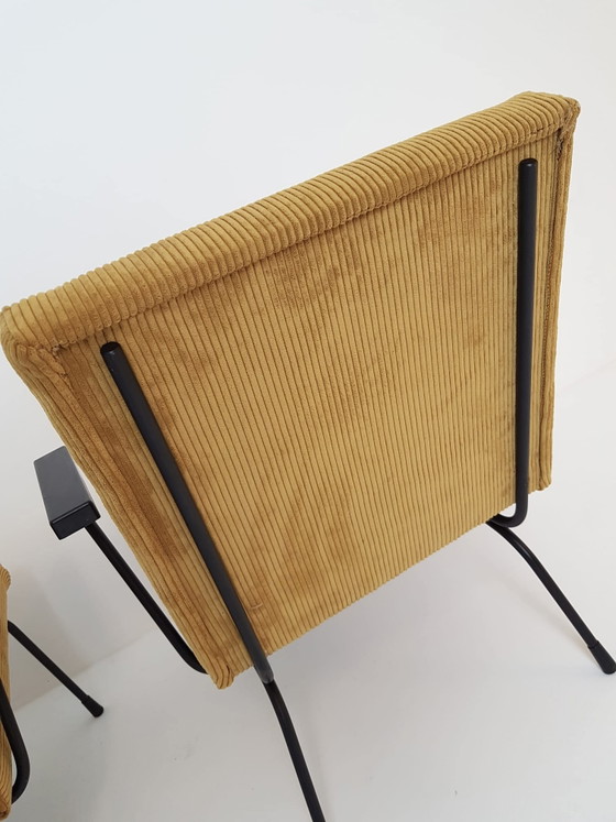 2 Vintage Gispen Armchairs Model 1407 Wim Rietveld Yellow Rib – Polyester, Metal (photo 14 of 15)
