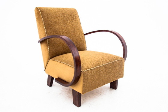 Image 1 of Yellow boucle armchairs by J. Halabala, Czechoslovakia, 1930s