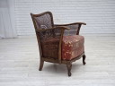 Dänischer Sessel aus den 1950er Jahren, lachsrosa Möbelvelours, Möbelgewebe.