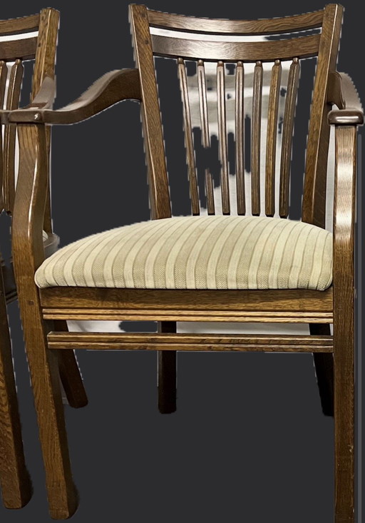 4 Bannink jugendstil eiken eetkamer armstoelen