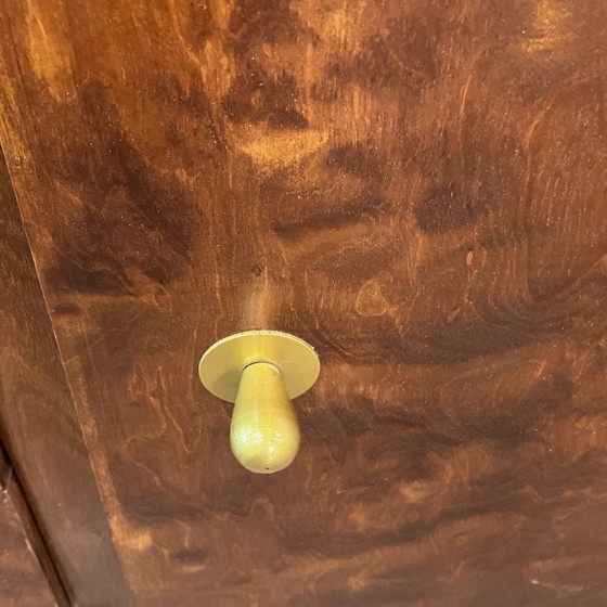 Image 1 of Commode basse, petit meuble à tiroirs, bouleau flammé, années 1950