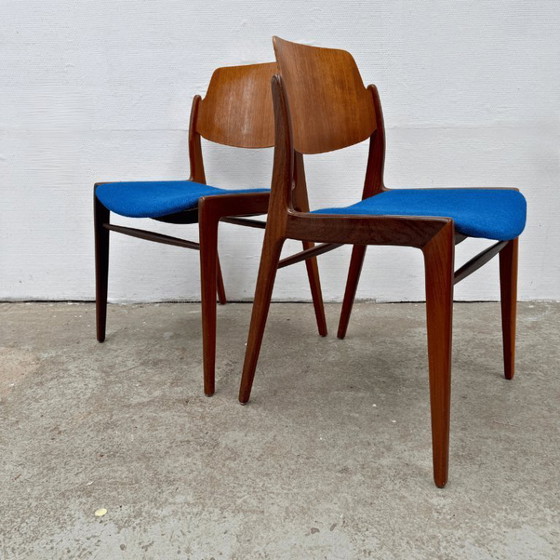 Image 1 of 6 sedie da pranzo di Hartmut Lohmeyer per Wilkhahn - blu, teak