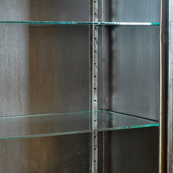 Polished iron medical cabinet, 1950s, kovona, Display cabinets, Metal, Glass, Black, Vintage (photo 5 of 13)