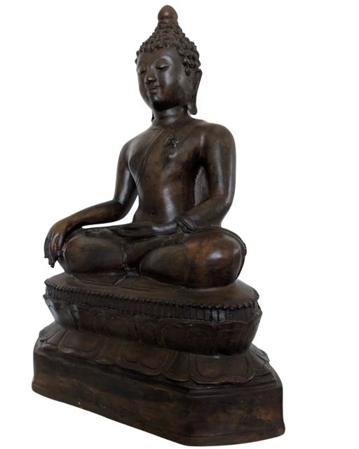 Grande Buddha Thai in Bronzo – Bhumisparsha Mudra – Stile Ayutthaya – 40 cm (8 kg) – Sculture, Bronze (photo 2 of 10)