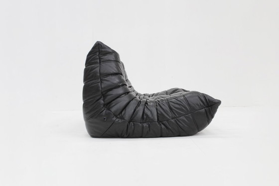 Image 1 of Divano vintage Togo Ligne Roset a 2 posti in pelle nera Michel Ducaroy anni '90