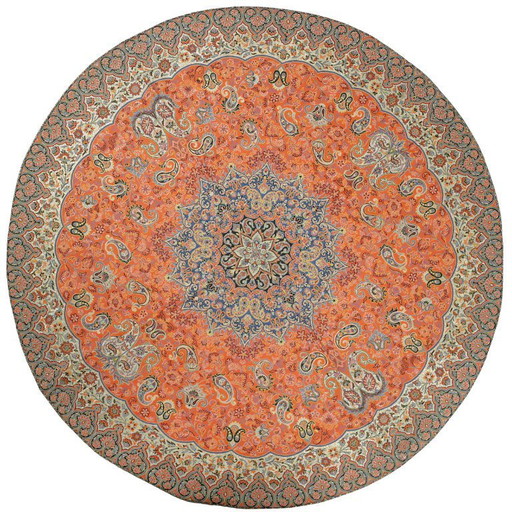 Tovaglia orientale fatta a mano, finemente lavorata con fili di seta, 100 x 100 cm