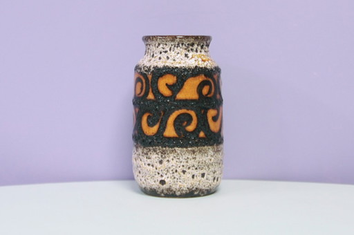 Brown & Blue Striped West Germany Vase