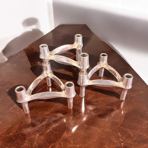BMF - STOFF and Nagel set of 3 candlesticks. Vintage design classics from the 70s, designed by Fritz Nagel & Ceasar Stoffi
