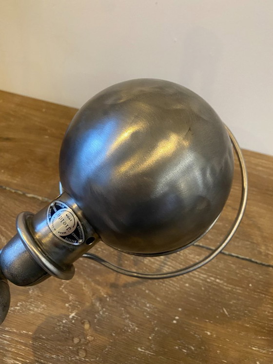 Image 1 of Lampe de bureau Jieldé jielde 2 bras de 40cm avec base étau graphite industriel Jean Louis Domecq 1950 vintage