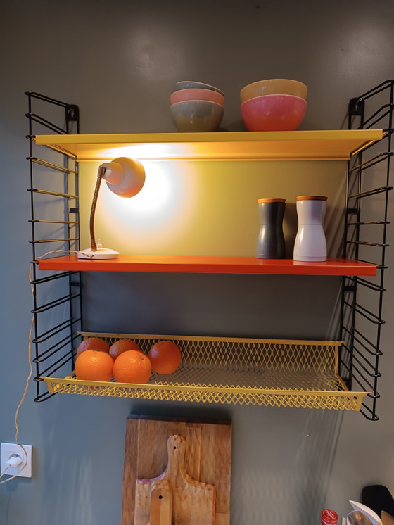 Image 1 of Tomado wall rack, sixties vintage, with basket