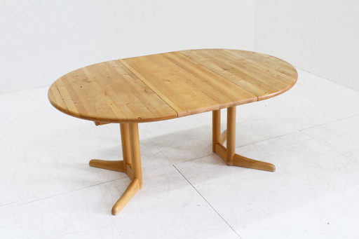 Vintage deense ronde uitschuifbare eettafel tafel Vamdrup Stolefabrik