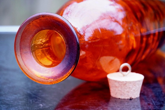 Image 1 of XXL Amber Glass Art Vase - Mid-Century Modern