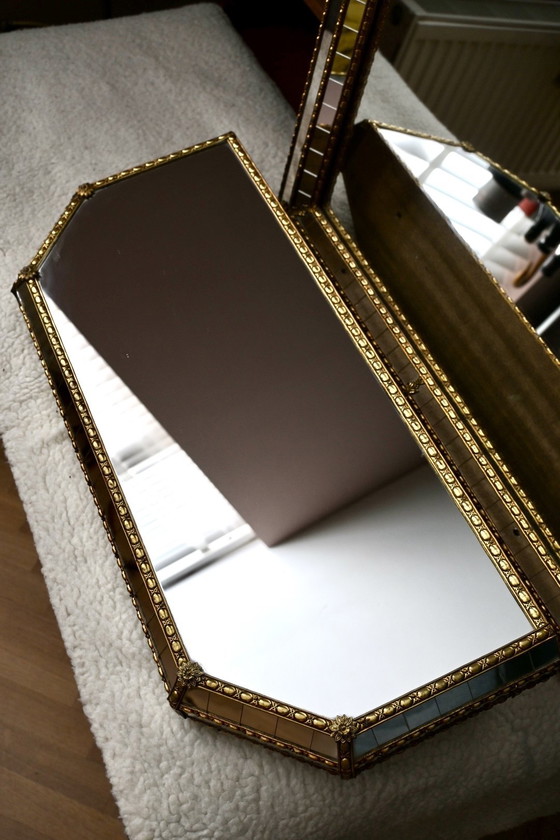 Image 1 of Grote Venetiaanse mozaïekspiegel bijpassend spiegelplateau