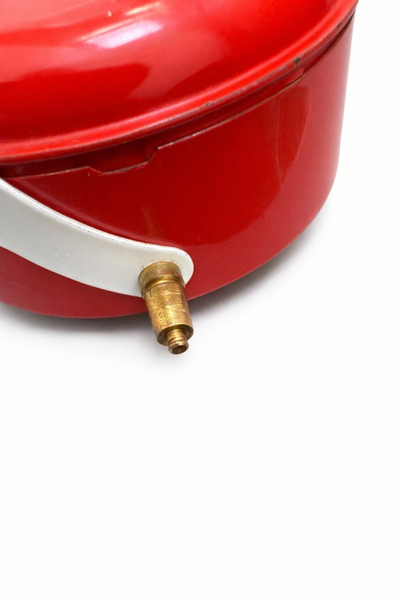 Image 1 of Sveglia vintage Kienzle Duo - Metallo rosso e ottone - Germania Ovest anni '60 - Design industriale