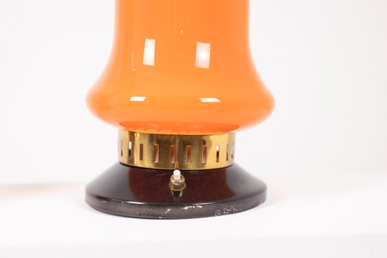 Image 1 of Paar oranje glazen lampen, 1970