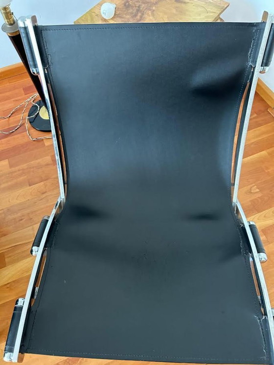 Image 1 of Black Leather Scissor Chair by Antonio Citterio for Flexform – Italian Design, 1980