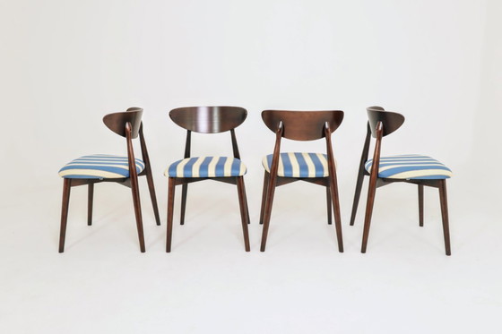 Image 1 of Modernes 4er-Set Esszimmerstühle, gestreifter Stoff, französischer Stil