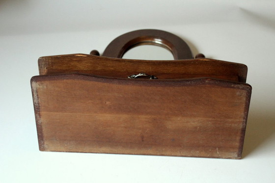 Image 1 of Beautiful small vanity mirror/cosmetic mirror made of wood and glass with drawer - Vintage 80s