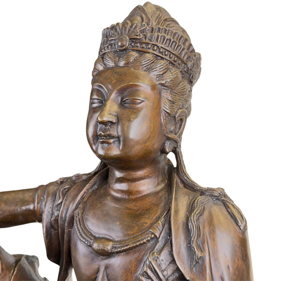Monumentale Statua Antica Francese in Bronzo di Guanyin "Monet" – Unico Angolo-Sitter Stile Reale Alto (57 (photo 10 of 11)