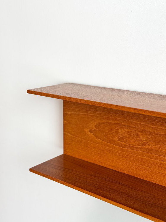 Image 1 of Wandplank van teakhout, 200 cm, van Walter Wirz voor Wilhelm Renz