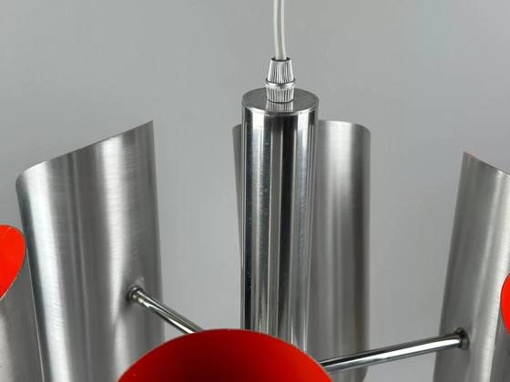 Image 1 of 60's 70's Lustre Sputnik à 6 flammes en métal Chrome Space Age Design
