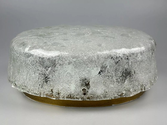 Image 1 of Lampada da soffitto anni '60 e '70 Plafoniera a filo in vetro ghiacciato Hillebrand Germania
