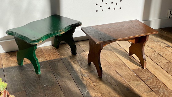 Image 1 of 2 mini Vintage WOODEN TABOURETS