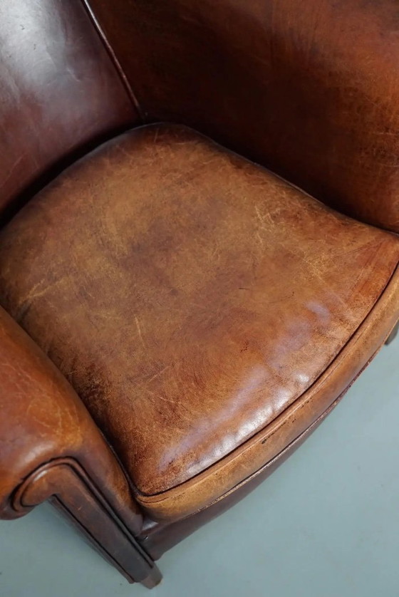 Image 1 of Vintage Nederlandse clubfauteuils van cognackleurig leer, set van 2