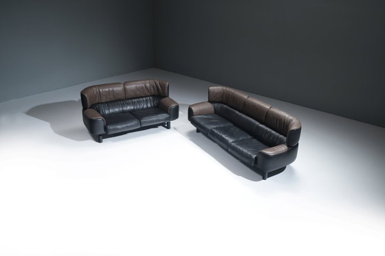 Image 1 of Seltene BULL Sofagarnitur, 1987 von Gianfranco Frattini für CASSINA, nur ein Jahr lang produziert.