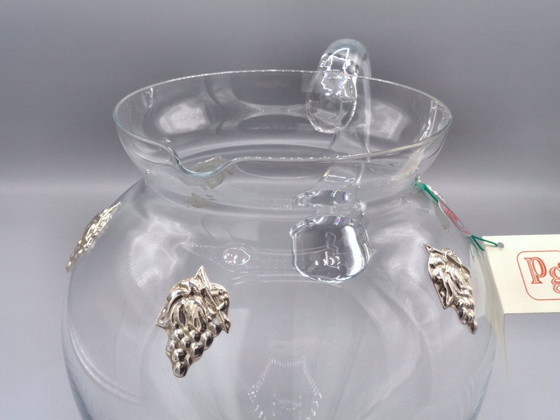 Image 1 of Jarra de vidrio soplado con uvas de plata 925.