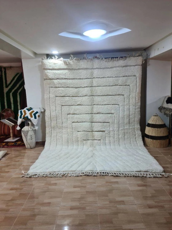 Tappeto Beni Ouaren Moderno Bianco con Motivi Convergenti 300x200 cm – Tappeti, Lana, Cotone, Scandinavian (photo 2 of 3)