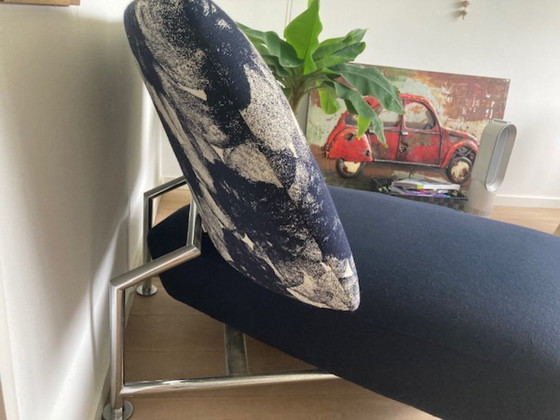 Image 1 of Leolux Akka, Liebessitz und Chaisse Longue, blau mit Blume