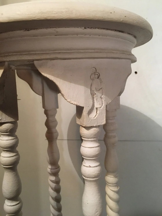 Tabouret en bois patiné blanc – Tables d'appoint (photo 3 of 8)