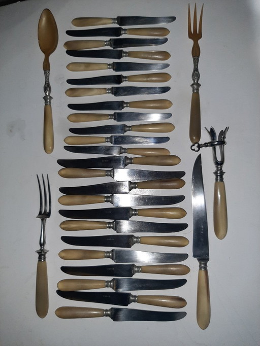 Antique horn knife set