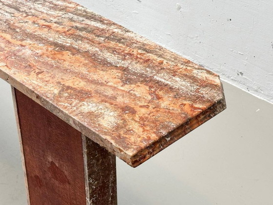 Image 1 of Consolle in marmo rosso-marrone con superficie lucida, Italia