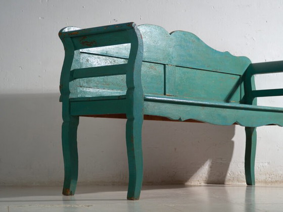 Antique green painted bench in pine wood – Central Europe, circa 1910 – Benches (photo 22 of 40)