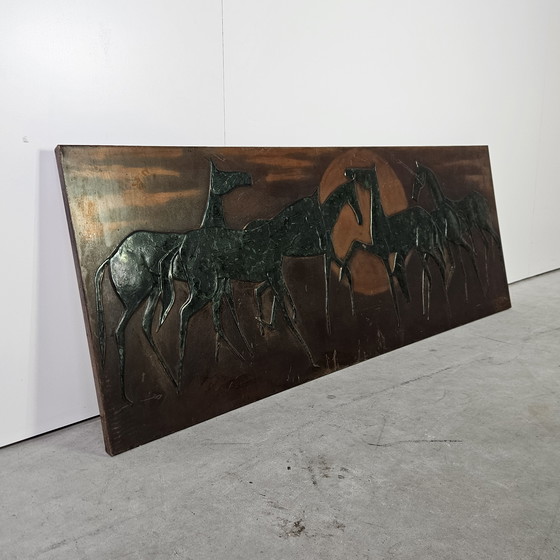 Image 1 of Vintage wall panel deco, moon horses