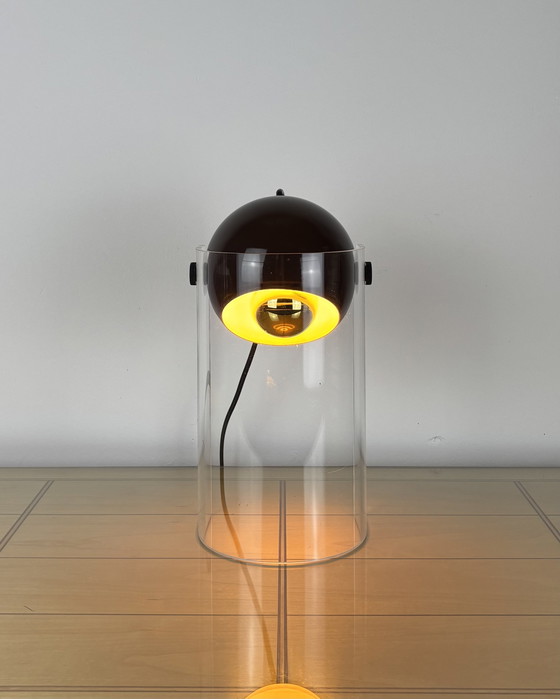 Image 1 of Vintage Eyeball Lamp 1970s Space Age Sputnik design 70s Brown Spot Light with Acrylic Stand Mid Century Modern Industrial Design