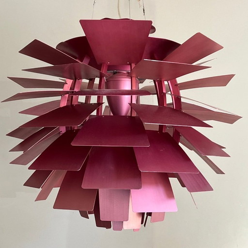 Vintage Artichoke-style pendant lamp pink | 95 cm | 1980s – hanglampen, Aluminium