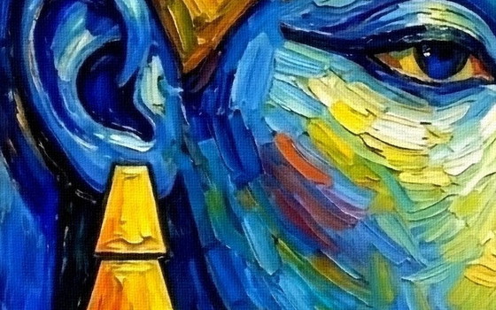 Image 1 of Painting on canvas Egyptia / Van Gogh style (60x60cm)