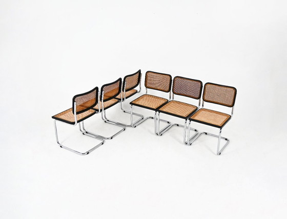 Image 1 of Eetkamerstoelen stijl B32 van Marcel Breuer, set van 6
