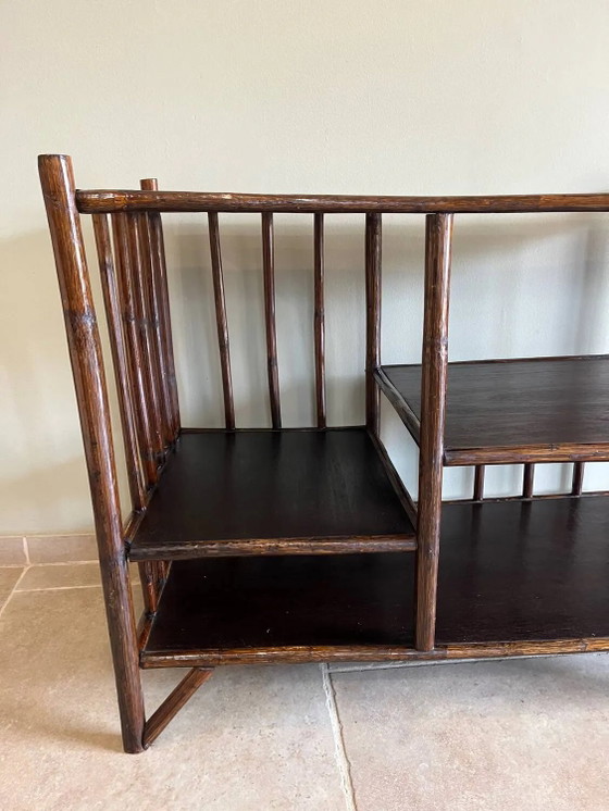 Bruin rotan console rek – Wandrek, Wicker, Rattan, Vintage (photo 3 of 18)