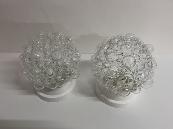 Image 1 of 2 stuks vintage helder glas Helena Tynell Bubble plafondlamp wandlamp