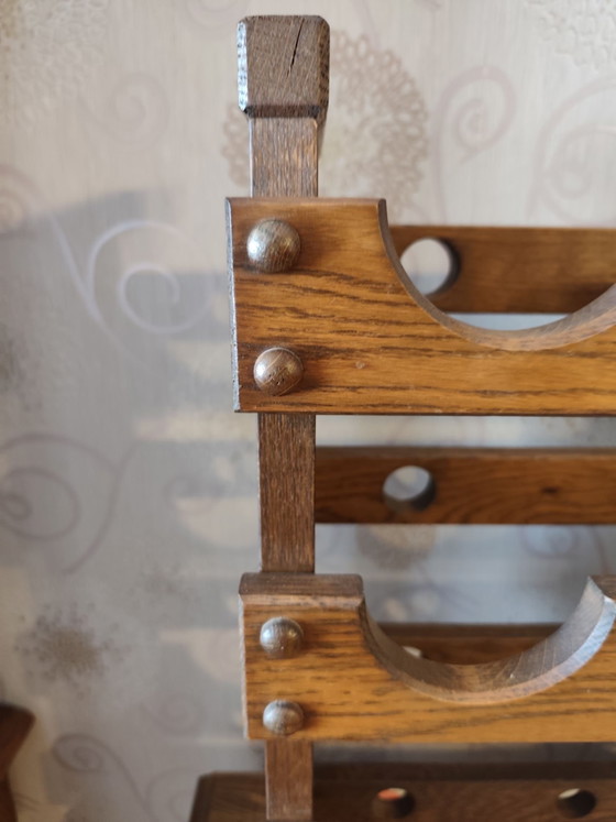 Vintage Brutalist Wine Rack – Metal, Wood (photo 6 of 11)