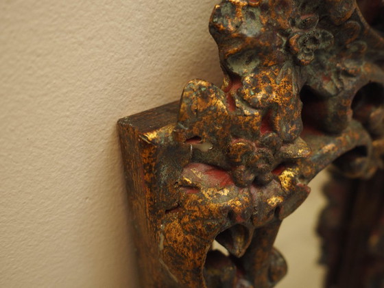 Image 1 of Miroir à cadre en bois, design italien, années 1960, fabrication : Italie