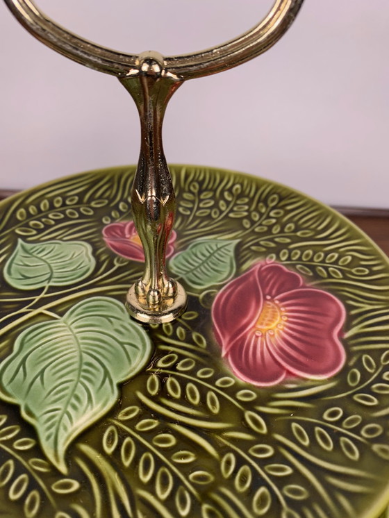 Image 1 of Vassoio/piatto in maiolica a due livelli, Sarreguemines, inizio XX secolo